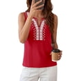 thumbnail image 3 of PRETTYGARDEN Womens Tank Tops Summer Causal V Neck Sleeveless Shirts Floral Print Embroidered Beach Vacation Boho Top, 3 of 7