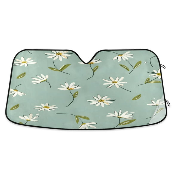 ALAZA Daisy Floral Pattern Windshield Sun Shade Car Foldable Sun Visor Block UV Rays Protector 55"x27.6"