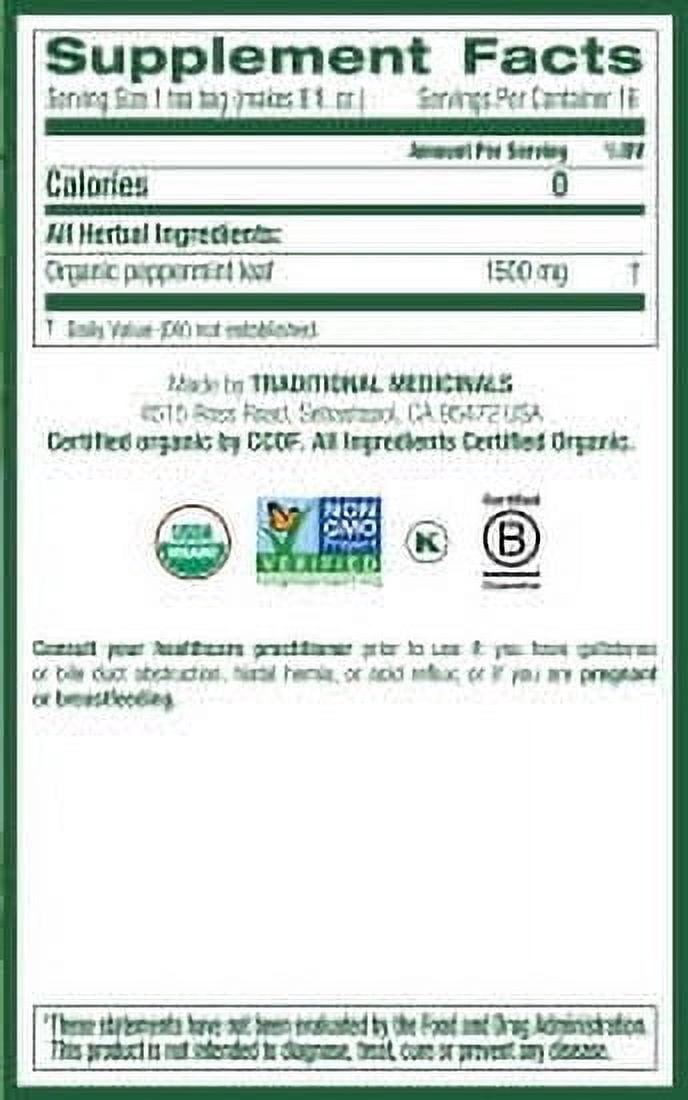 (4 pack) Traditional Medicinals Organic Peppermint Herbal Tea Bags, 16 Count