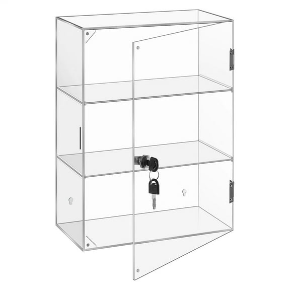 Hemousy 3-Tier Clear Acrylic Countertop Showcase with Lock & Key for Souvenirs or Collectibles