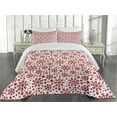 thumbnail image 2 of Ambesonne Snowflake Quilted Coverlet 3 Pcs, Star and Dot Pattern, King Size, Red White, 2 of 4