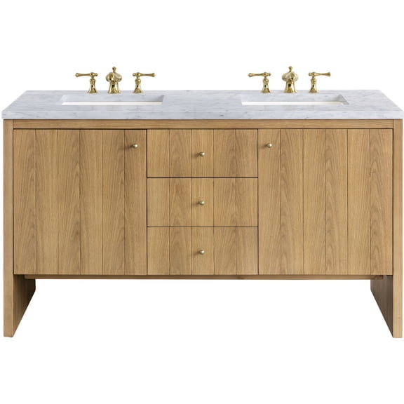 James Martin Vanities 435-V60d-3Car Hudson 60" Free Standing Double Basin Poplar Wood