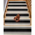 thumbnail image 2 of Black Vintage Stair Treads for Wooden Steps Indoor Runner Rug Carpet, Geometric Stripes Simple Lines 7 Pieces Peel and Stick Staircase Step Treads Covers Washable Throw Door Mats, 30"x8", 2 of 6