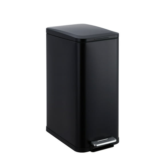 13.2 Gallon/50 L Step Trash Can, Stainless Steel Rubbish Bin with Soft-Close Lid, Fingerprint Resistant Narrow Rectangle Garbage Can with Removable Inner Bucket for Kitchen, Dining Room, Silver