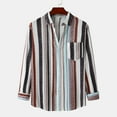 EHRWE Mens Casual Button Down Shirts Summer Male Autumn Striped Print