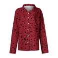 thumbnail image 3 of Womens Tops Plus Size Long Sleeve Printed Lapel Button Down Shirt Top Wine L, 3 of 4