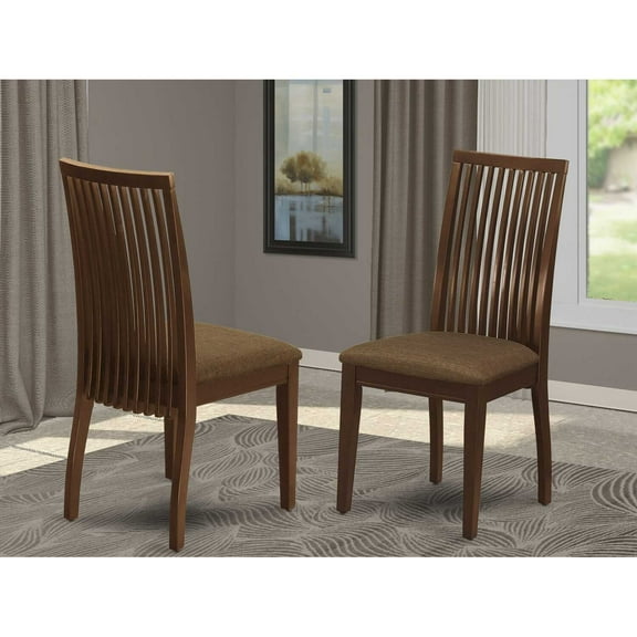East West Furniture Ipswich Fabric Dining Chairs in Mahogany (Set of 2)