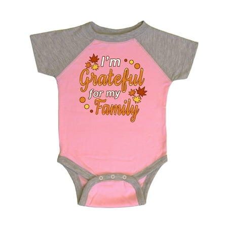 

Inktastic I m Grateful for my Family in Orange with Fall Leaves Gift Baby Boy or Baby Girl Bodysuit