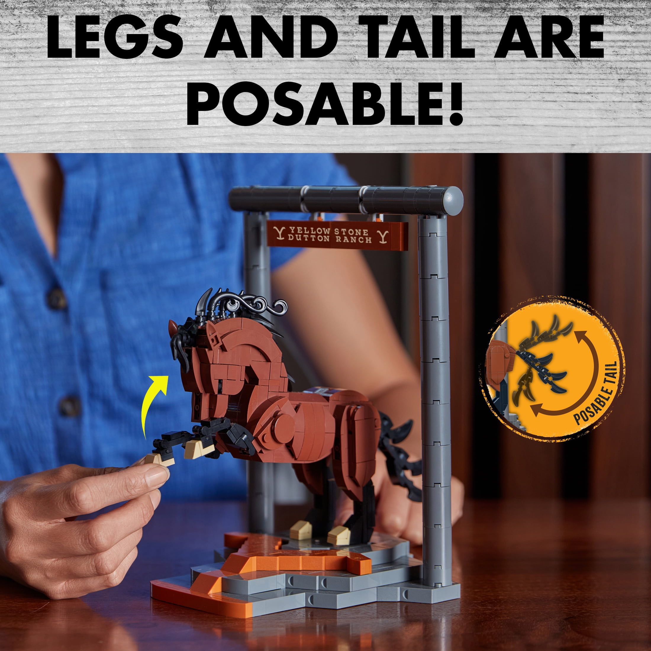 Brickcraft Yellowstone Stallion Horse Building Kit (554-Piece Set), Galloping Horse Model, Rustic Ranch Décor Display, Plastic Building Blocks