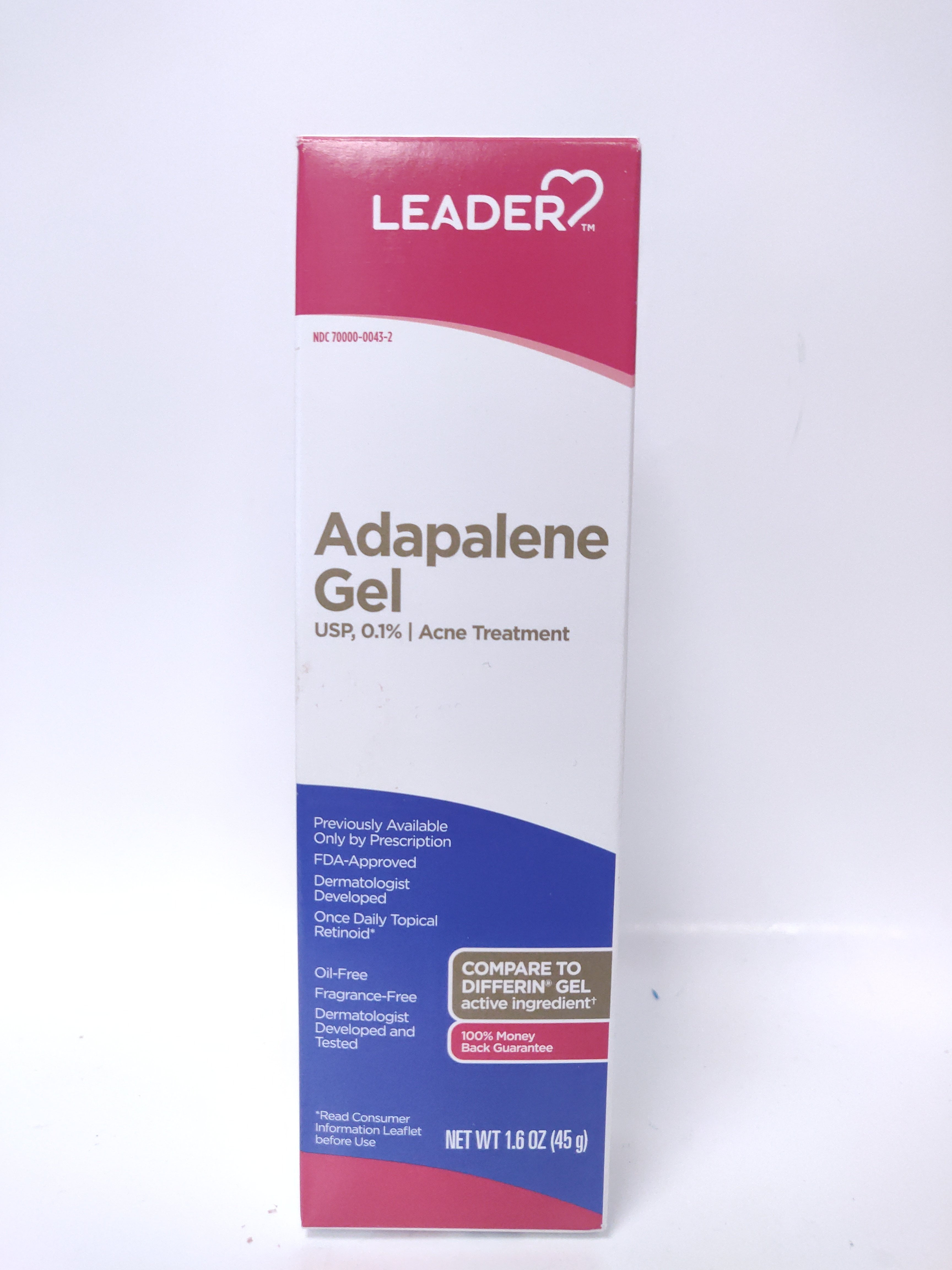 Leader Adapalene Gel USP 0.1 Anti Acne Treatment 1.6 oz