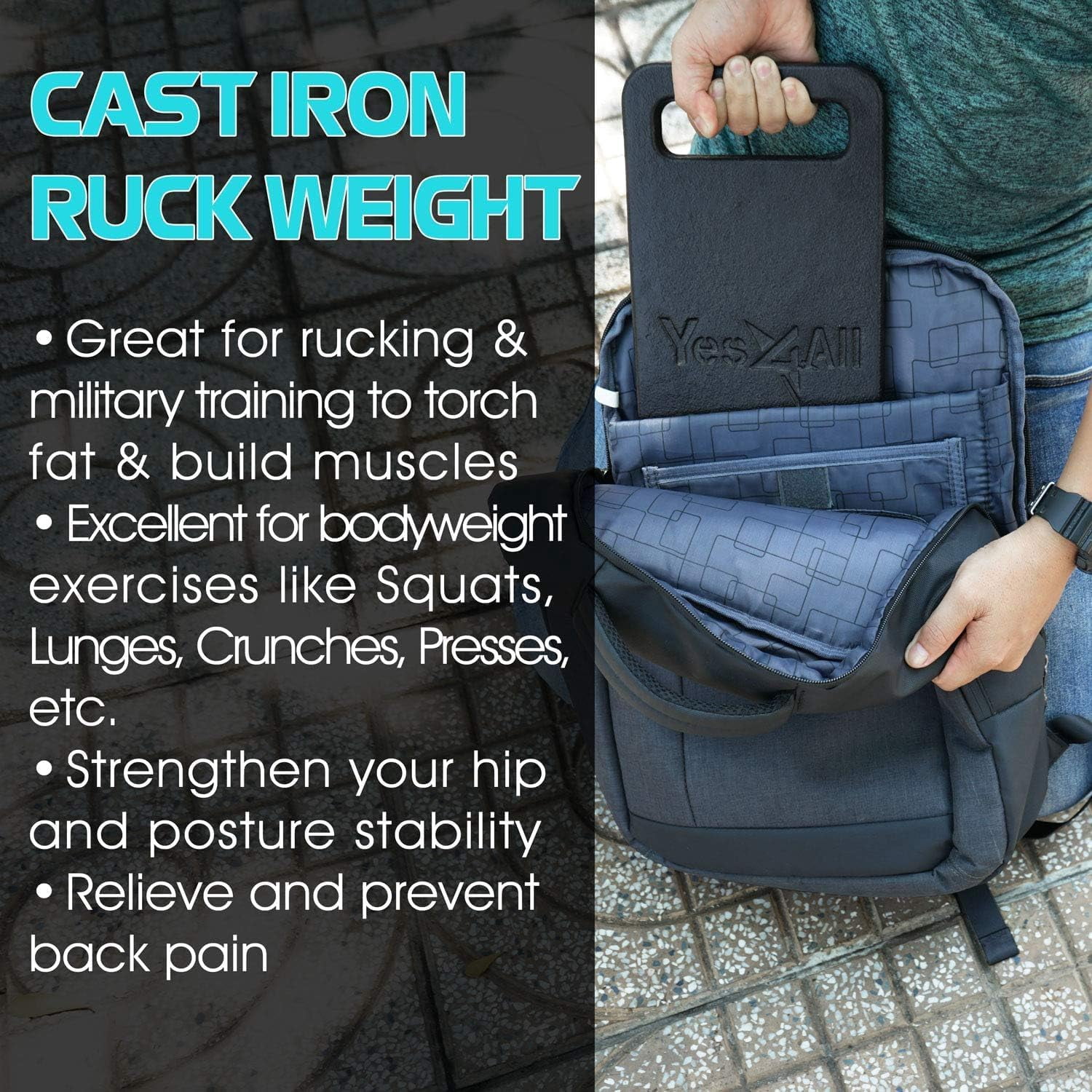 Yes4All Ruck Plate Cast Iron - 10lbs