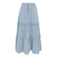 thumbnail image 4 of Women's Fashion Casual High Waisted MIDI Boho Style Pleated Skirt Corduroy Skirts for Women Knee Length Extra Long Twin Bed Skirt Maternity Pencil Skirt Wrap Skirt Skirts for Women Midi Length Linen, 4 of 5