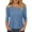 Blue, variant on Women's Fashion Casual Three-Quarter Sleeve Button Solid Color Round Neck Top, Chic Blouse for Women, Spring Summer Style,Blue,M