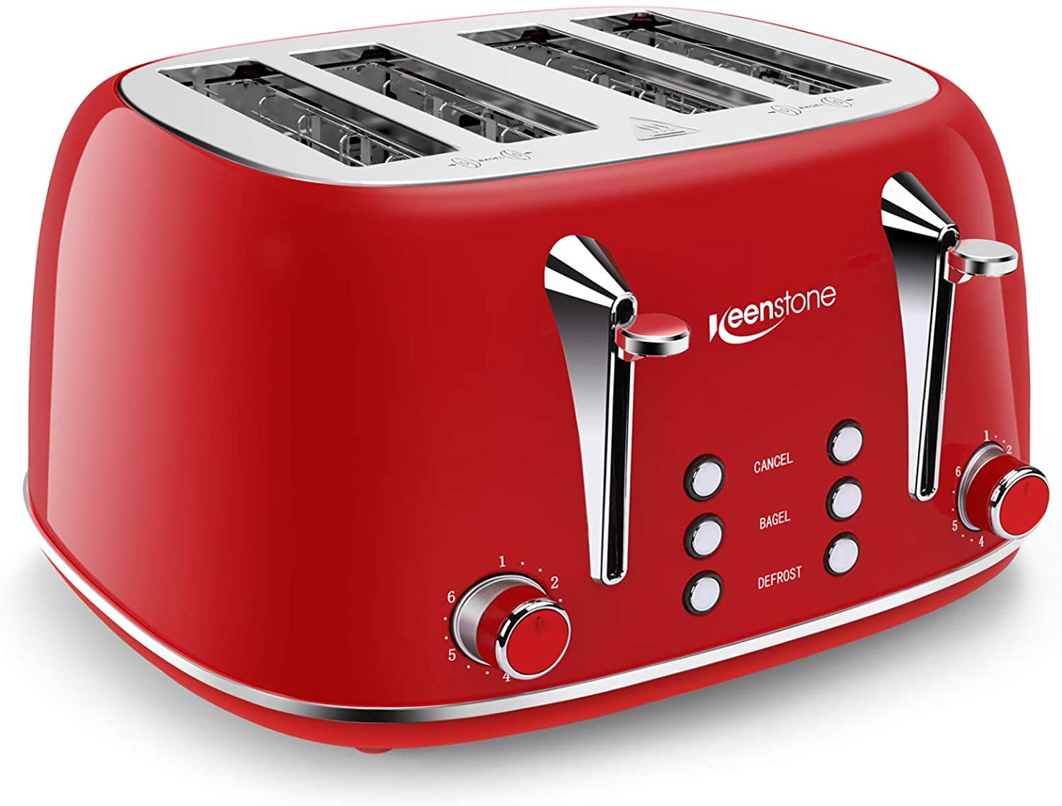 Toaster 4 Slice, Keenstone Retro 4 Slots Stainless Steel Toaster with