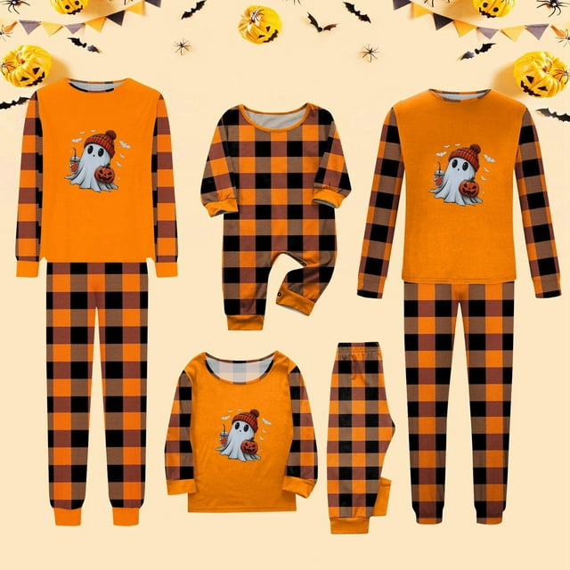 Matching Family Christmas Pajamas Skin-friendly Matching Family Outfits Mr.Boo Ghost Plaid Christmas Pjs, Perfect for Christmas Morning & Family Photos