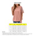 thumbnail image 5 of Camisa de manga corta para mujer, cuello redondo, manga corta de malla de encaje, Color puro, camisa holgada informal para mujer, Top para diario de verano, Rosa XL, 5 of 5