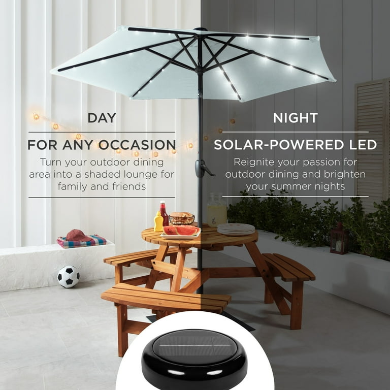 best solar lights for patio umbrellas Umbrella w/ Light Bulbs Tilt 3-Tiered 11ft 8-Rib Available in a variety of color options. HOOOWOOO Outdoor Patio Umbrella with