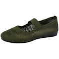 thumbnail image 3 of Domuza Women's Mary Jane Casual Comfortable Hollow Out Knitted Flats Shoes,Fashion Mesh Walking Beach Shoes Lightweight Breathable Slip-On Shoes Green 7（EU-38）, 3 of 4