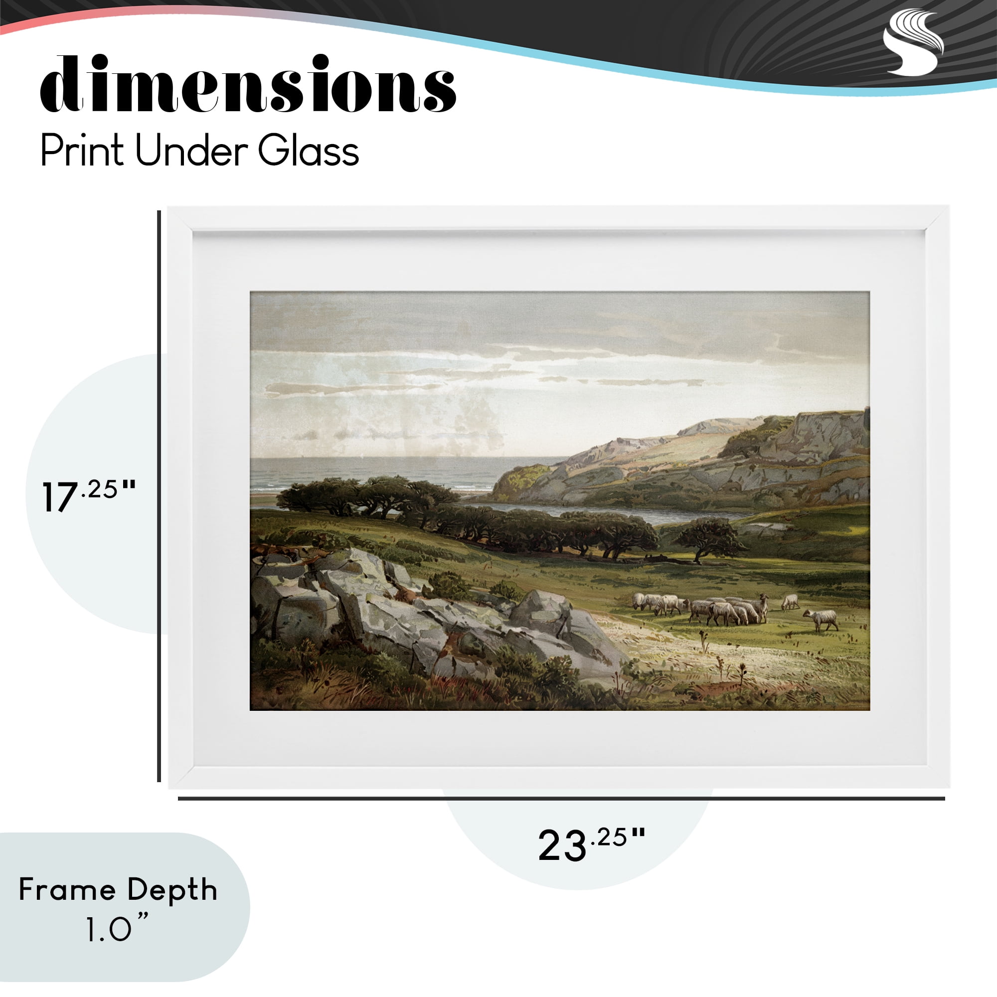 Stupell Industries Sheep in Passionate Landscape White Framed Print Under Glass, design by Lula Bijoux & co.