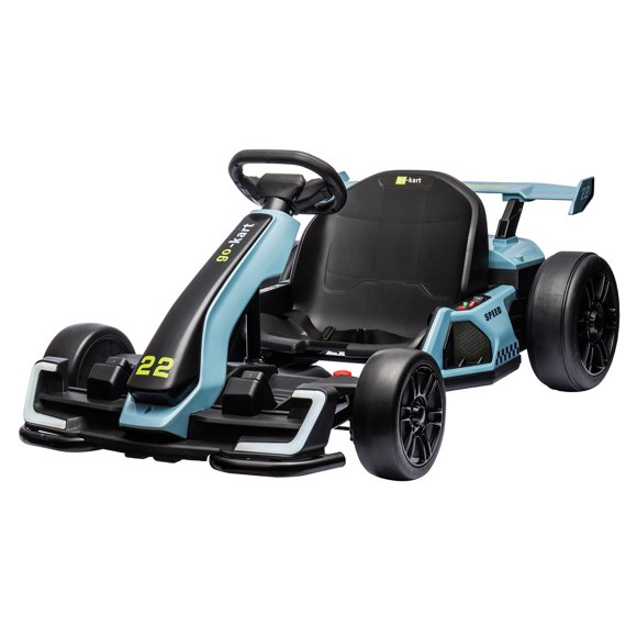 24V Electric Go Kart for Kids Ages 6-15 – Dual 150W/300W Motors – Adjustable Seat – Drift & Sport Modes – Big Battery & EVA Tires – LED Lights – Up to 8mph – Outdoor Ride On Toy – Green/Grey