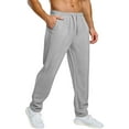 thumbnail image 5 of LWavelet Men's Straight Leg Joggers - Drawstring Waist Soft Fabric Casual Daily & Lounge Comfortable Pants Light Gray 2XL, 5 of 6