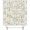 thumbnail image 2 of 4PCS Wildflower Botanical Shower Curtain Sets with Rugs, Minimalist Shower Curtain, Waterproof Fabric Blue and White Shower Curtain, Nature Fern Plant Boho Aesthetic Modern Bathroom Decor, 2 of 7
