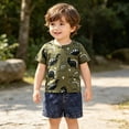 thumbnail image 2 of Jamsmile Toddler Boys Outfit Sets Summer Short Sleeve Dinosaur Print Tshirts With Denim Shorts Two Piece Daily Wear, 2 of 8