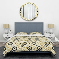 Designart 'Golden Art Deco Metallic Luxury Geometrics' Mid-Century Modern Duvet Cover Set