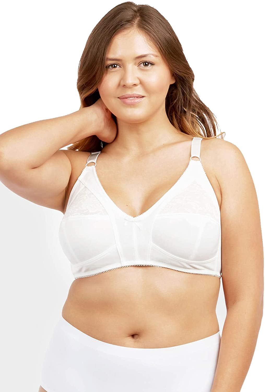 6 Pieces Wireless Lace Full Cup 3-Hooks No Padding Wire Free Bra (40B)
