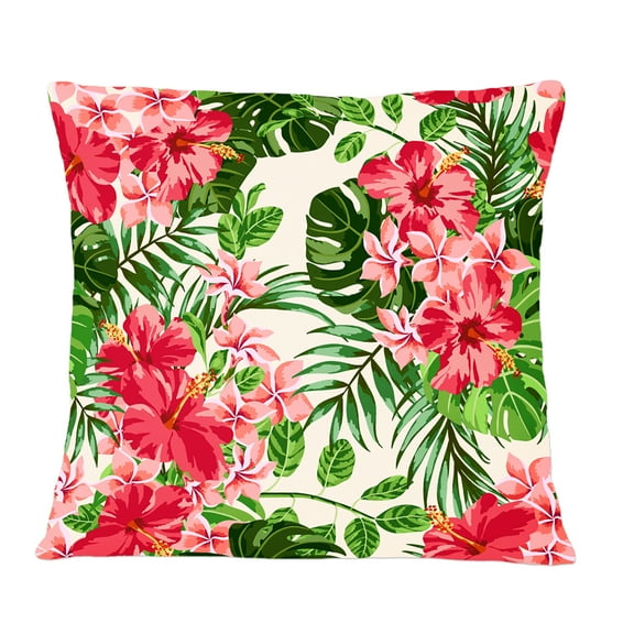 Designart Tropical Leaves and Flowers I' Mid-Century Modern Throw Pillow - 12x20