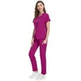 thumbnail image 6 of HAJWOH Hot Pink Scrubs for Women Set Stretchy Nurse Uniform Short Sleeve V Neck Scrub & Jogger Pants Solid Color Scrub Suit with Multi Pockets Hot Pink L, 6 of 6