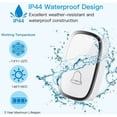 thumbnail image 4 of Juego de timbre inalámbrico para una conectividad perfecta, diseño resistente al agua según el estándar IP44, múltiples melodías, volumen ajustable, 2 transmisores y 1 receptor, instalación rápida, 4 of 5
