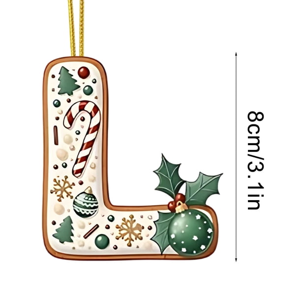Decoraciones de Árbol de Navidad 2D Acrílico Decoración Carta Colgante con 26 Letras Diy Navidad Decoración Del Hogar Ornamentos Del Árbol de Navidad