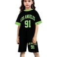 thumbnail image 4 of Girls Suit Printed Short Sleeve Casual Quality Outdoor Cozy Summer for Girls Active Shorts Set, 4 of 4
