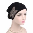thumbnail image 5 of Yesbay Beads Flower Women Cancer Chemo Velvet Hat Muslim Beanie Turban Head Wrap Cap, 5 of 5