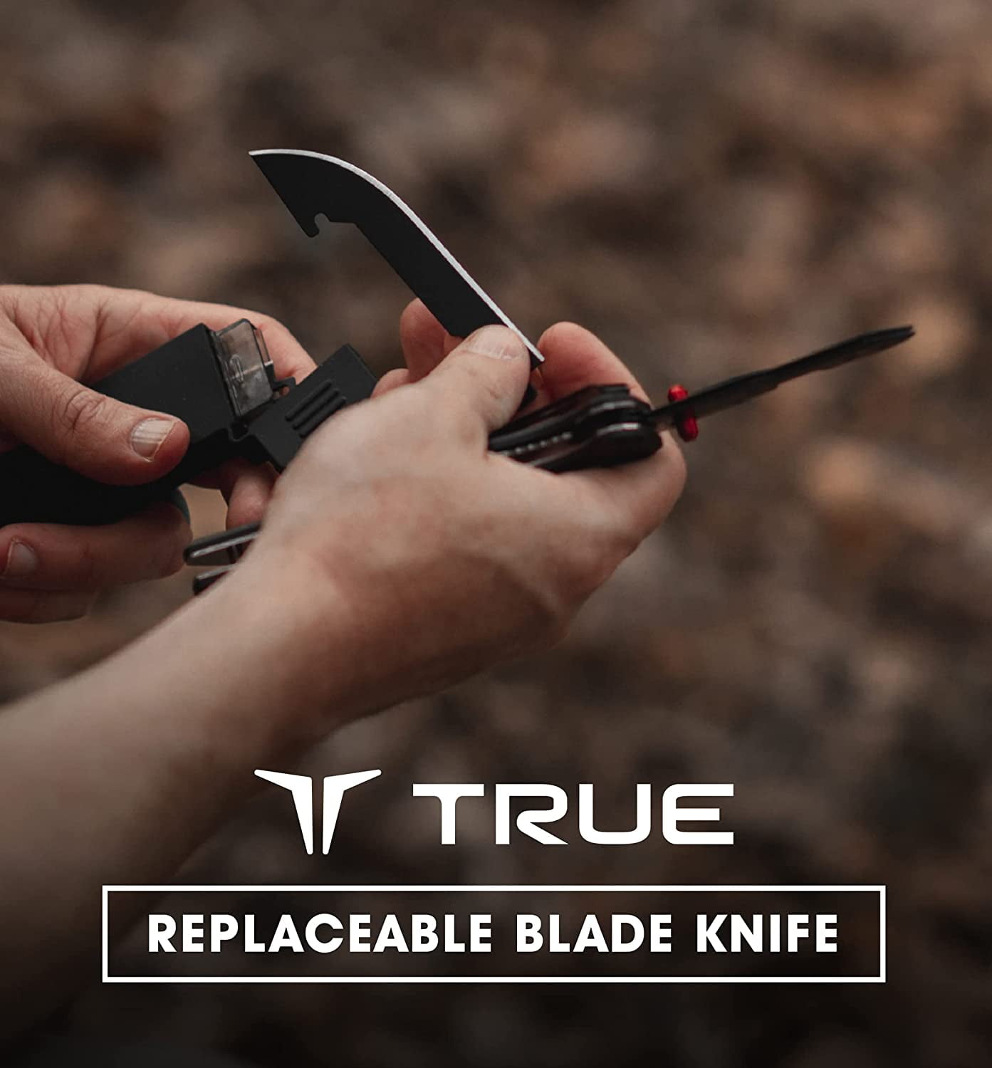 True Replaceable Blades Pocket Knife, Black/Grey