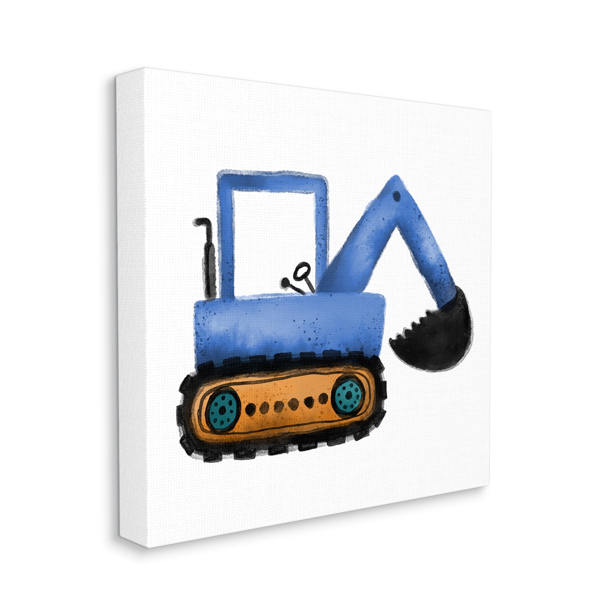 Stupell Blue Construction Excavator Vehicle Transportation Painting Gallery Wrapped Canvas Print Wall Art