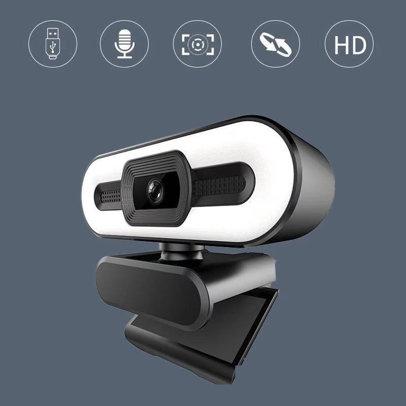Autofocus HD Webcam with Fill Light Rotatable Laptop Webcam PC Computer Camera with Microphone for Youtube Video