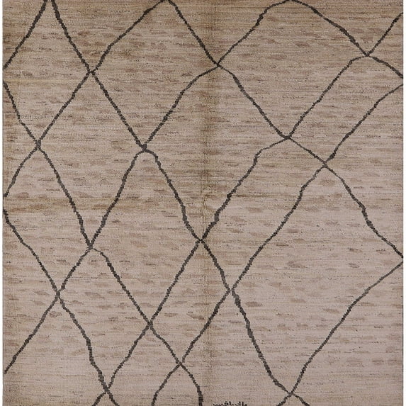 Ahgly Company Machine Washable Indoor Square Industrial Modern Dark Almond Brown Area Rugs, 5' Square