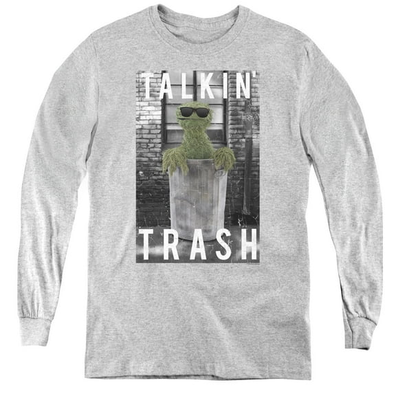 Sesame Street Talkin Trash Youth Long Sleeve Tee Athletic Heather