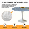 thumbnail image 2 of Elastic Fitted Round Tablecloth, Sunflowers Waterproof Stretch Table Cover for 45"-54" Tables, Modern Bee You Are My Sunshine Blue Washable Outdoor Tablecloths for Patio, Picnic, Camping, 2 of 9