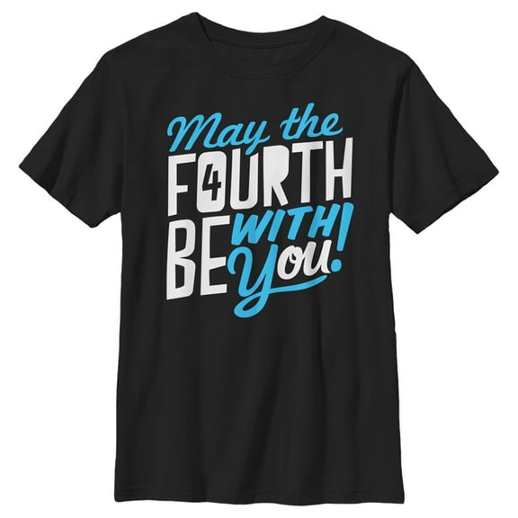 Boy's Star Wars May the Fourth Be With You  Graphic Tee Black Medium