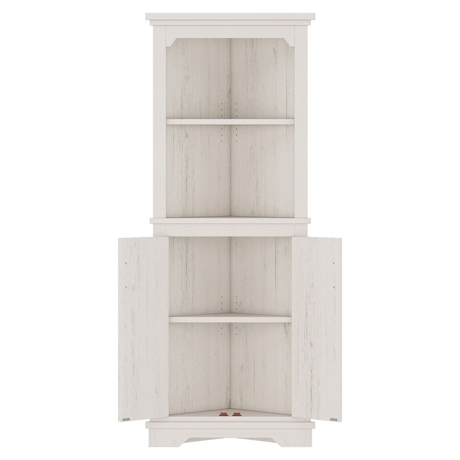 S-HOME Ample Storage Tall Corner Cabinet with Doors and Shelves For Living Room or Bathroom Stylish MDF Furniture, Beige