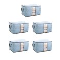 thumbnail image 1 of Bolsas de almacenamiento plegables para edredones y mantas - Tela no tejida, paquete de 5 organizadores de ropa grandes a prueba de polvo de color azul, 1 of 8