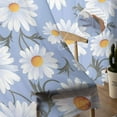 thumbnail image 5 of Blue Daisy Semi Sheer Curtains 72 Inch Length 2 Panels Set, Spring Floral Summer Botanical Watercolor Sheer Kitchen Curtain Privacy Voile Window Curtain for Living Room Bedroom Rod Pocket Drapes, 5 of 7