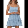 thumbnail image 1 of Vestido Bohemio Floral de Verano 2025 para Mujer, Corto, Sin Mangas, con Volantes y Tirantes Finos. Punto Azul XL, 1 of 8