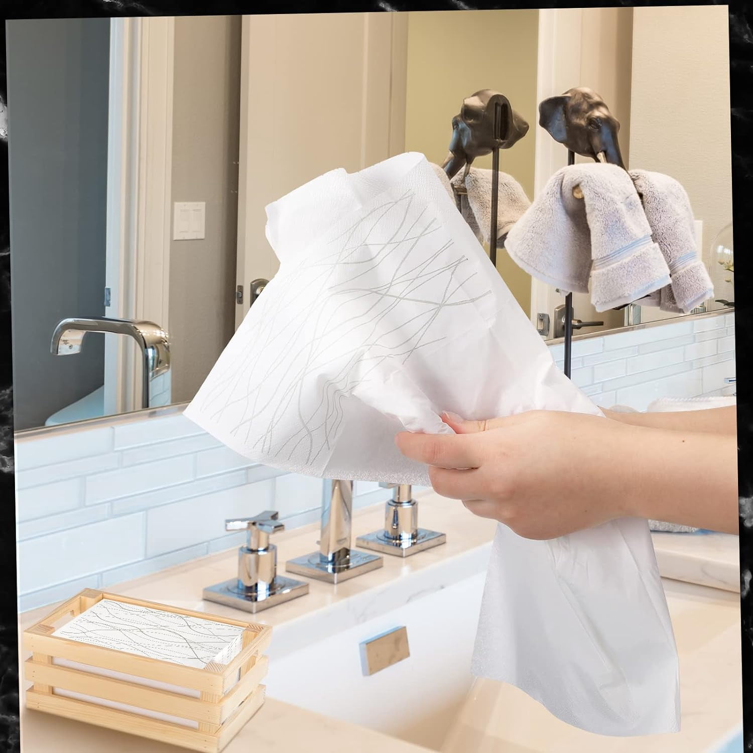 Guest Bathroom Paper Hand Towel Disposable Towels Paper Napkins for Guest Disposable Hand Towels Decorative Napkins for Kitchen Parties Wedding(100 Count)