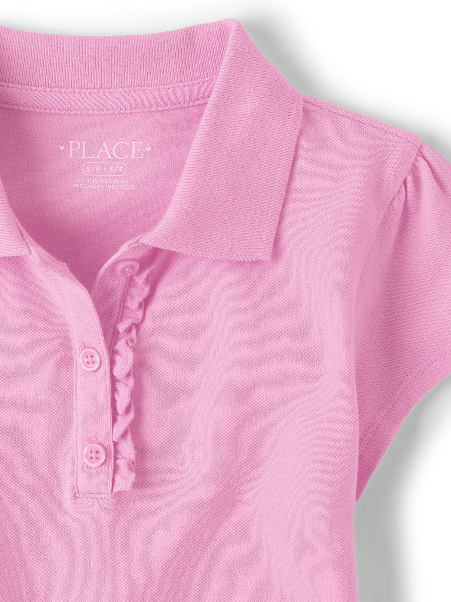 The Children's Place Girls Uniform Short Sleeve Ruffle Pique Polo, Sizes XS-XXL