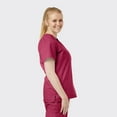 thumbnail image 3 of SPECTRUM UNIFORMS Scrub Tops Medical Unisex V-Neck Yoga Soft Fabric Medical Professionals Hospital and Lab Workwear Nurse Top Wine, 3 of 5