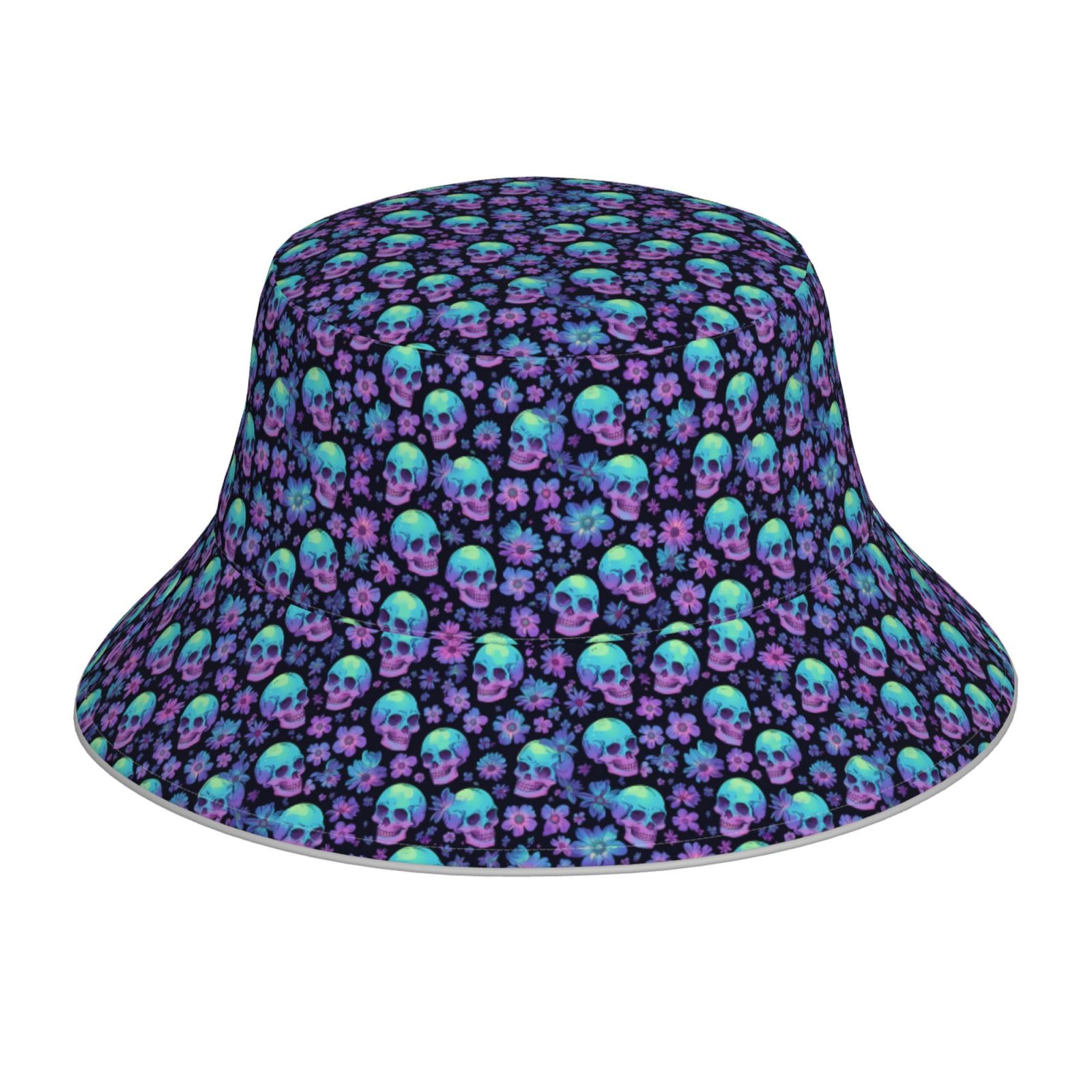 Chapeau Seau Marguerite Double Face + Manches - 56-58 Cm, Polycoton, Protection UV, Blanc/beige